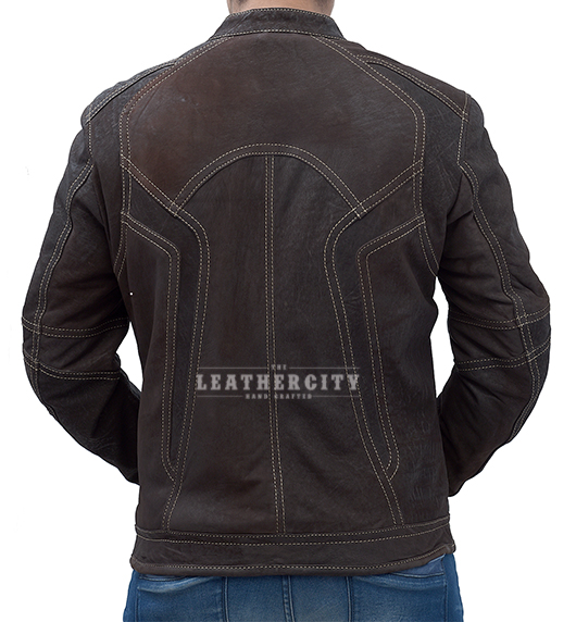 Invigorator Murky Brown Biker Leather Jacket - Authentic Leather ...