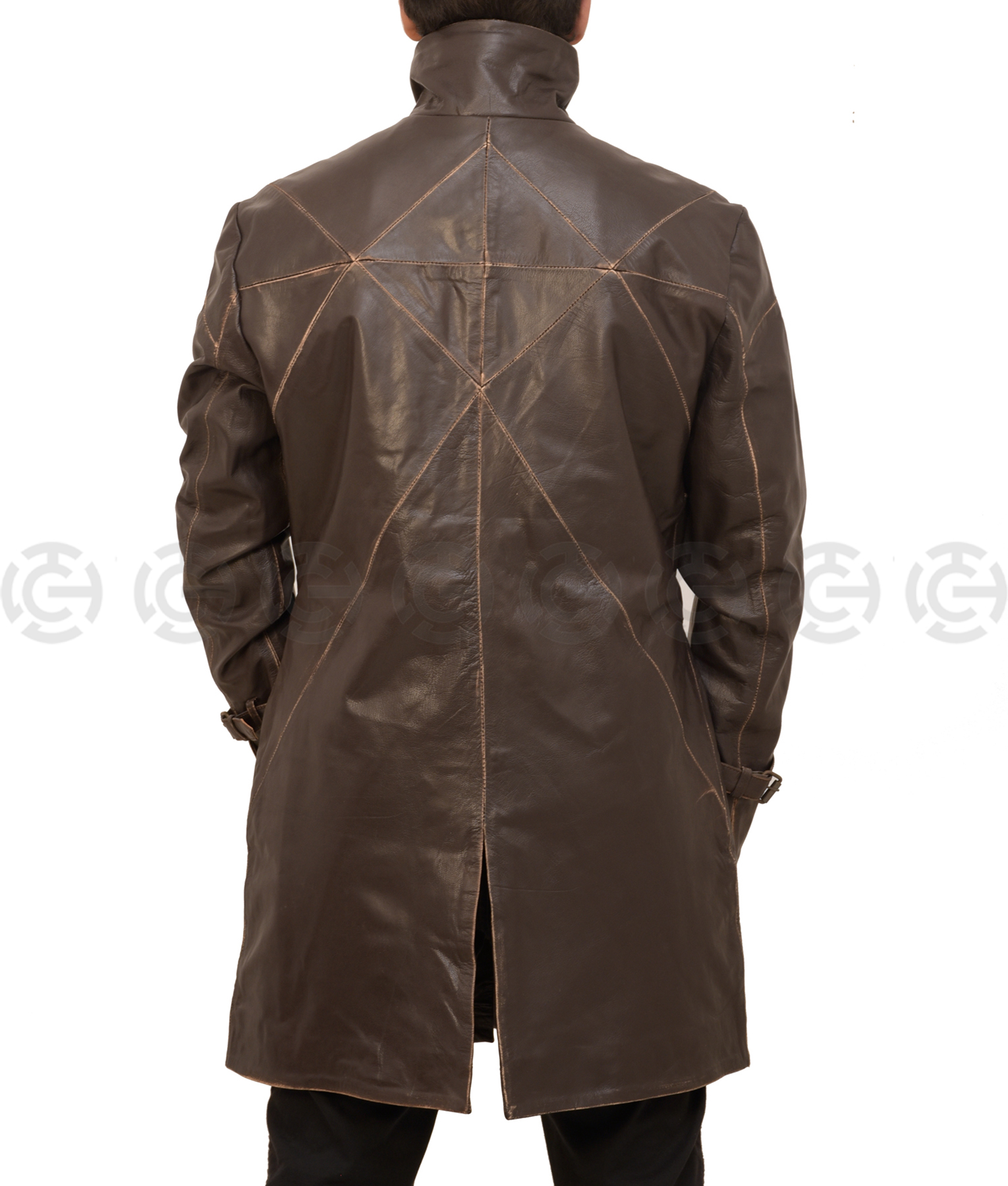 Aiden Pearce Trench Coat Costume From Watch Dog in Real Leather