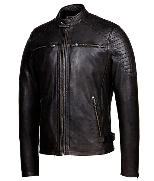 Cafe Leather Jacket / Mens Cafe Racer Retro Motorcycle Leather Jacket ...
