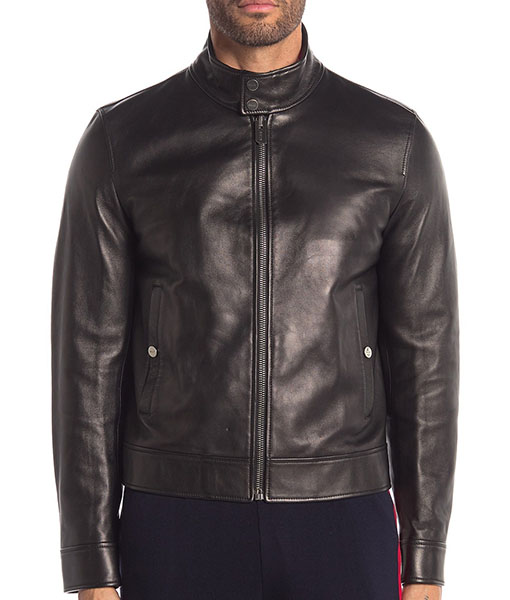 Jason Collared Black Leather Jacket | TLC