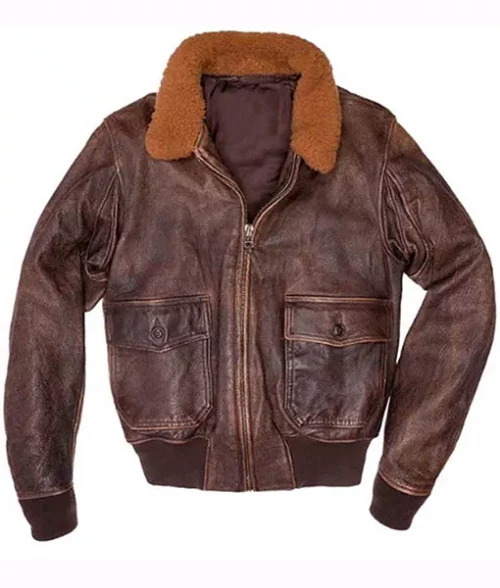 US Navy G-1 Fur Collar Brown Aviator Leather Jacket | TLC