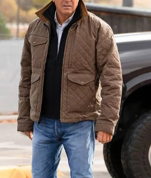 Yellowstone John Dutton Brown Quilted Jacket | Kevin Costner Brown ...