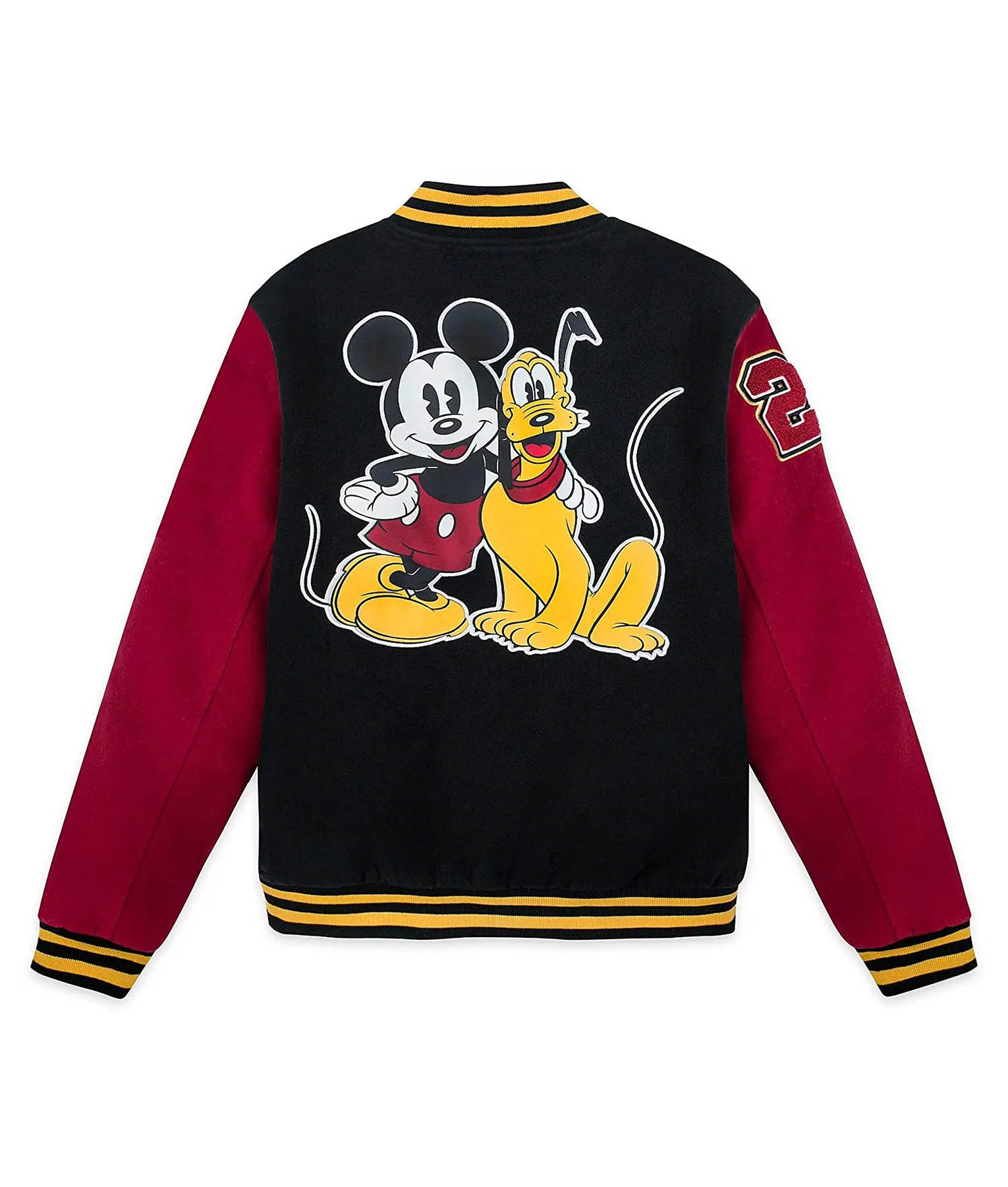 Mickey Mouse and Pluto Black and Red Varsity Jacket | TLC