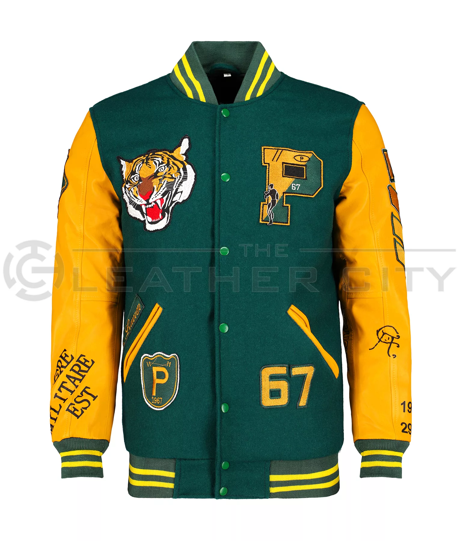 Polo RL Tiger Wool with Leather Varsity Jacket - The Leather City