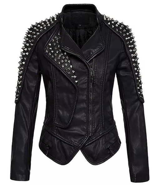 Fashion Brand Leather Jacket Women's Chain Studded Rock Punk Badge  Locomotive Knight Black Short Coat Leather Top DJ987 - AliExpress