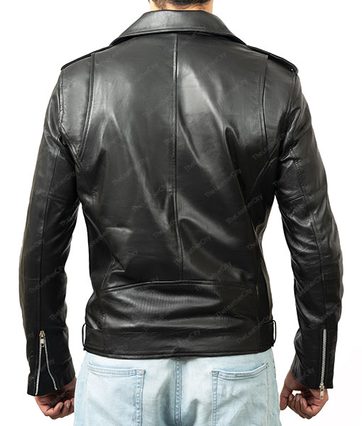 Men's Classic Double Rider Black Leather Jacket | TLC
