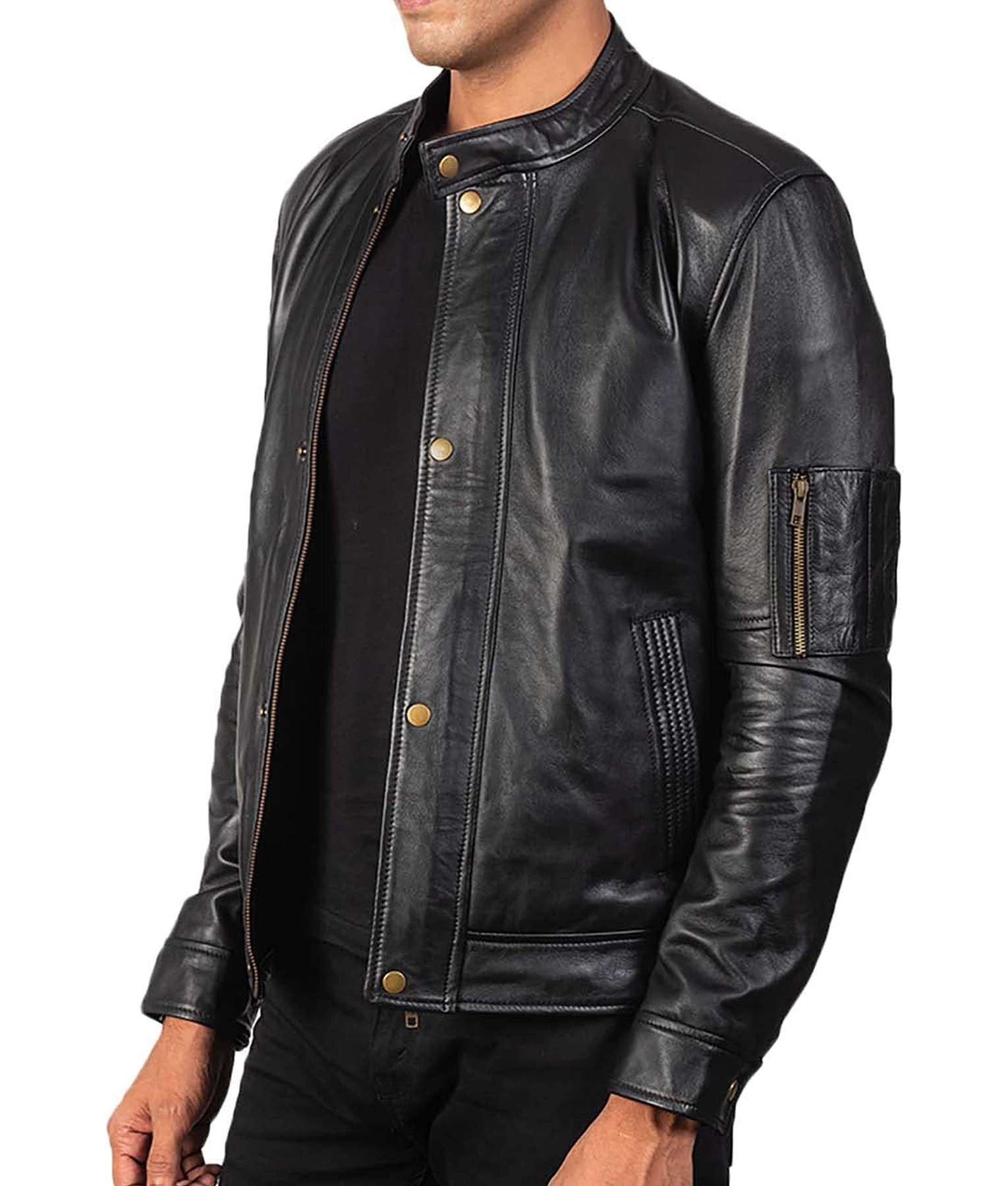 Men's Hank Black Café Racer Leather Jacket | TLC
