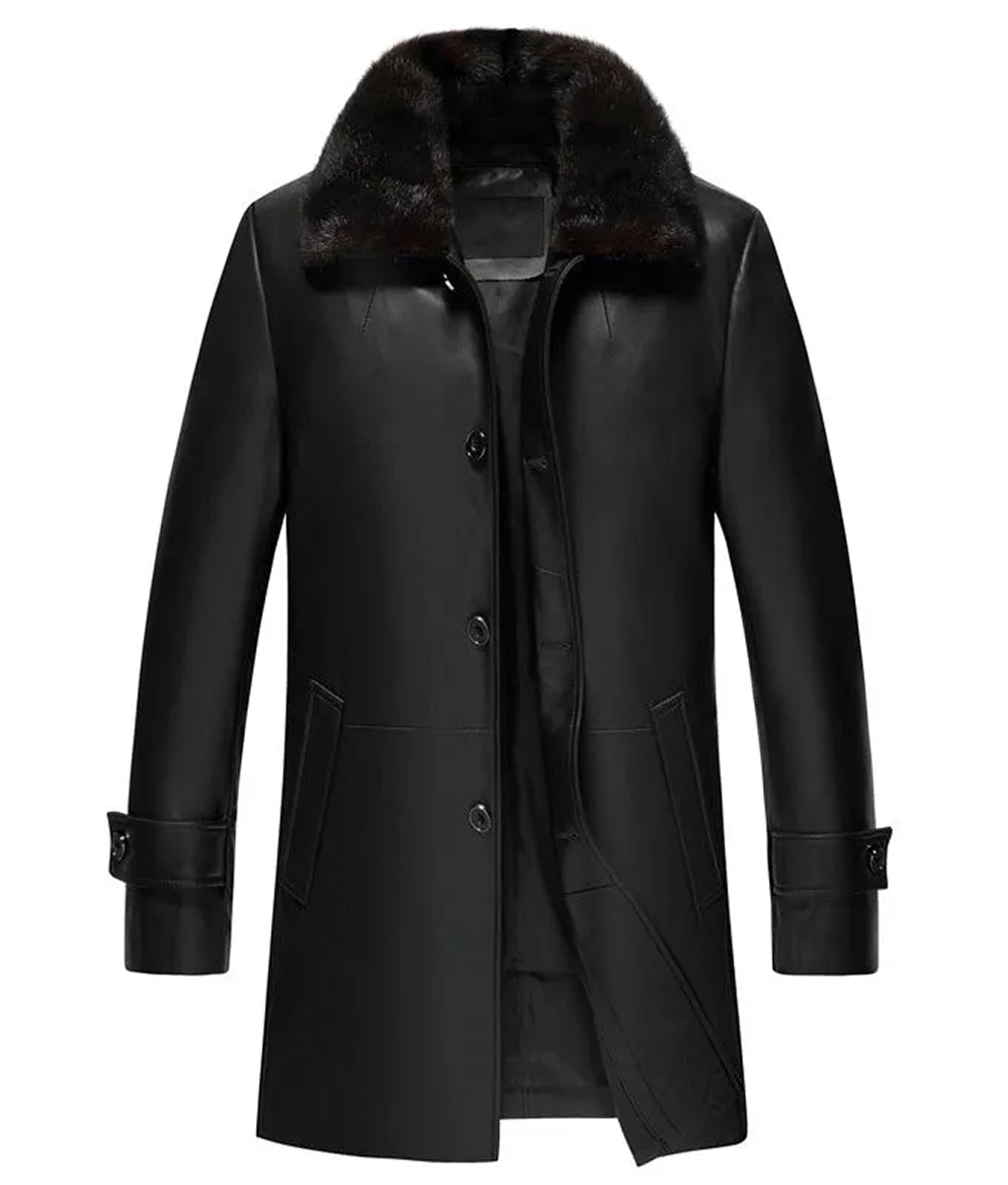 Mens Black Leather Coat - Leather Trench Coat