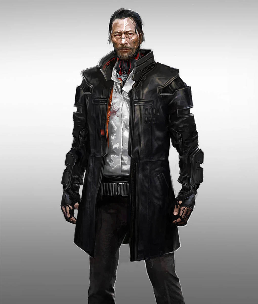 Cyberpunk 2077 Goro Takemura Black Leather Coat