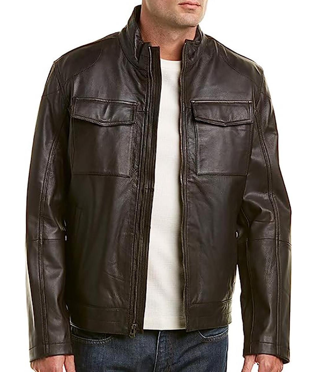 Parker Men's Brown Timeless Leather Trucker Jacket