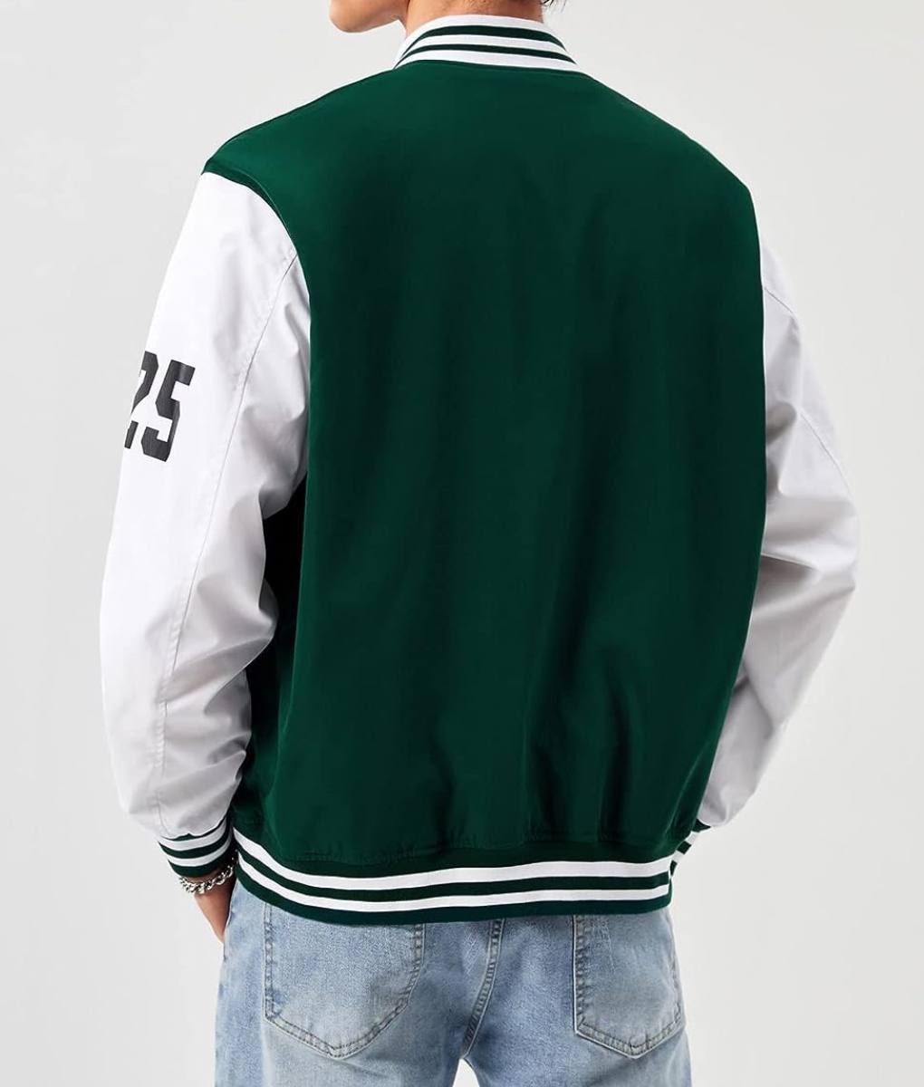 Boston Green White 25 Varsity Jacket